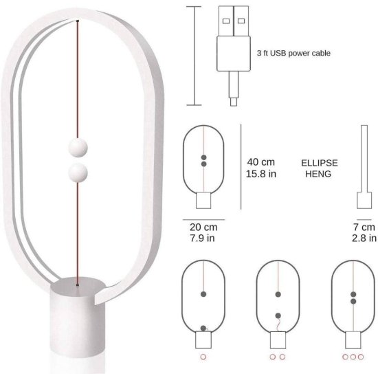 Allocacoc Heng Balance Type-C |Plastic Lamp Ellipse| Διακοσμητική λάμπα με μαγνητικό διακόπτη