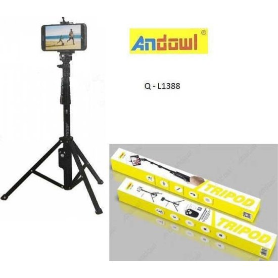 Andowl Q-L1388 Selfie Stick Τρίποδο Κινητού Με Bluetooth Μαύρο