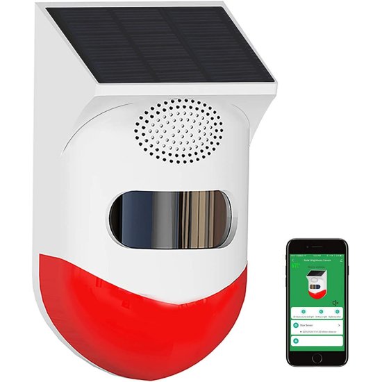 Andowl Solar Alarm with Sound & Light WiFi Pir Motion Sensor
