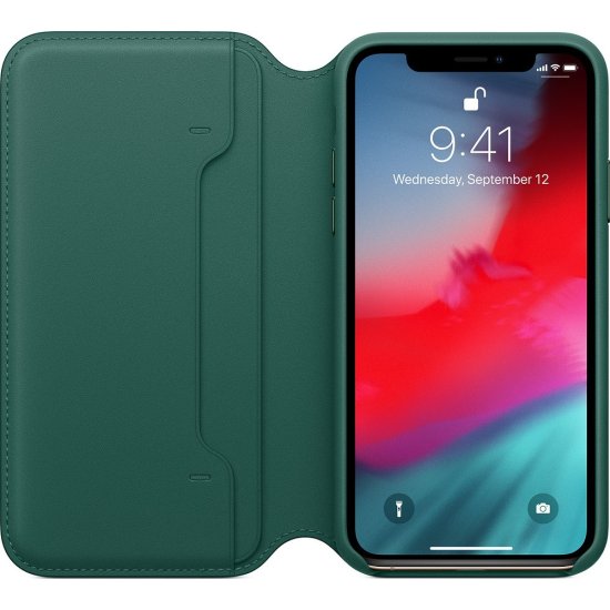 Apple iPhone X/Xs Leather Folio Forest Green