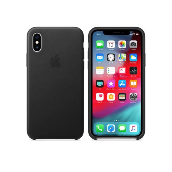 Apple Leather Case iPhone XS Μαύρη