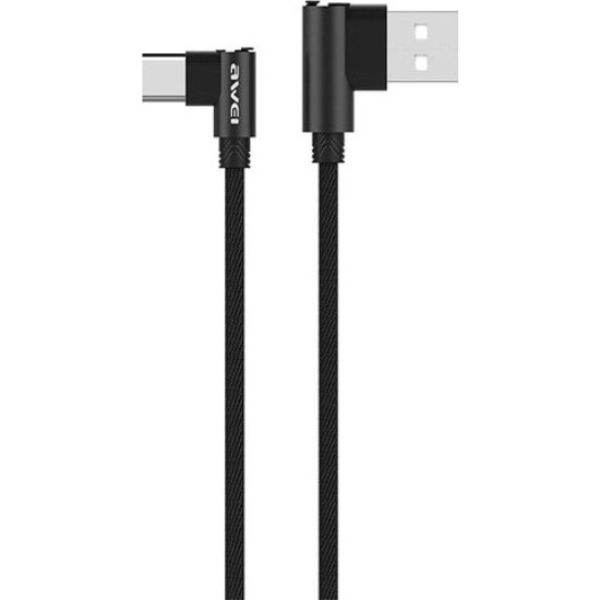 Awei USB 2.0 Cable Type-C Μαύρο