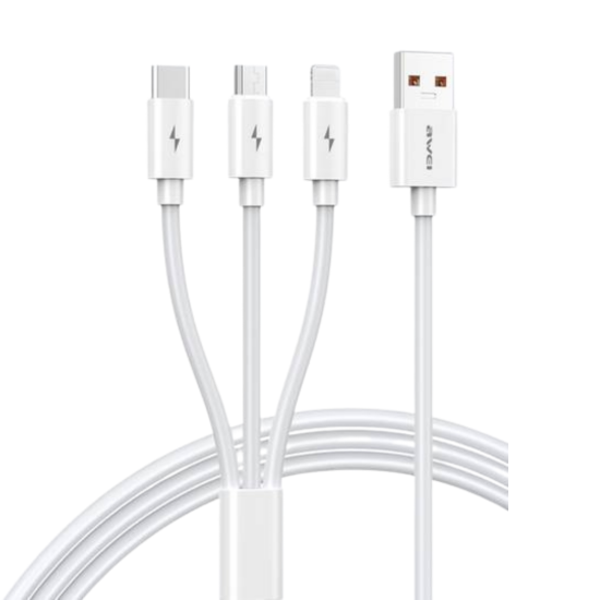 Awei 3 in 1 Multi Charging Cable 1.2m Λευκό
