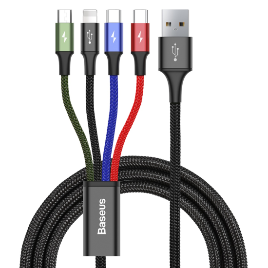 Baseus Fast 4 in 1 Cable Lightning/2 x Type-C/Micro USB 3.5A Μαύρο