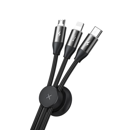 Baseus Car Sharing Cable USB to Type C/Micro USB/Lightning 1m Μαύρο