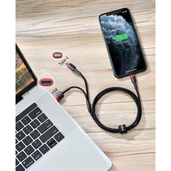 Baseus PD Cable 2 in 1 USB to Type-C/Lightning Μαύρο
