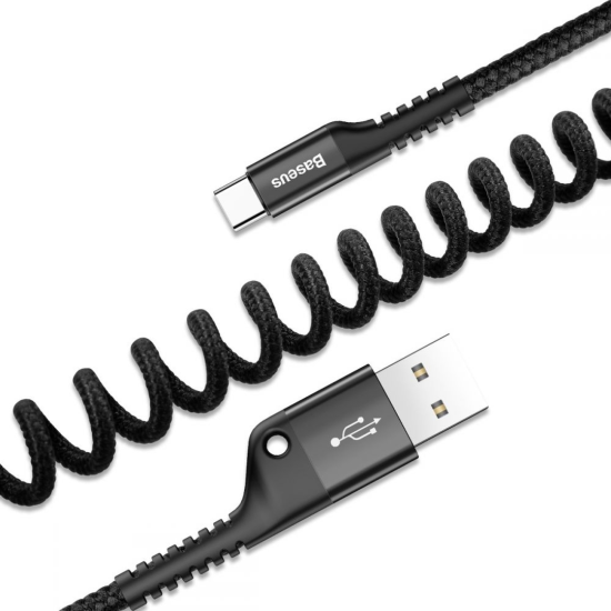 Baseus Spring Cable USB to Type-C 2A 1m Μαύρο