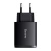 Baseus Compact USB Type C / 2x USB 30W 3A Power Delivery Quick Charge Μαύρο
