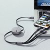 Baseus Fabric Retractable USB - micro USB / Lightning / USB-C Cable 3.5A 1,2M Γκρι