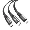 Baseus Fabric Retractable USB - micro USB / Lightning / USB-C Cable 3.5A 1,2M Γκρι