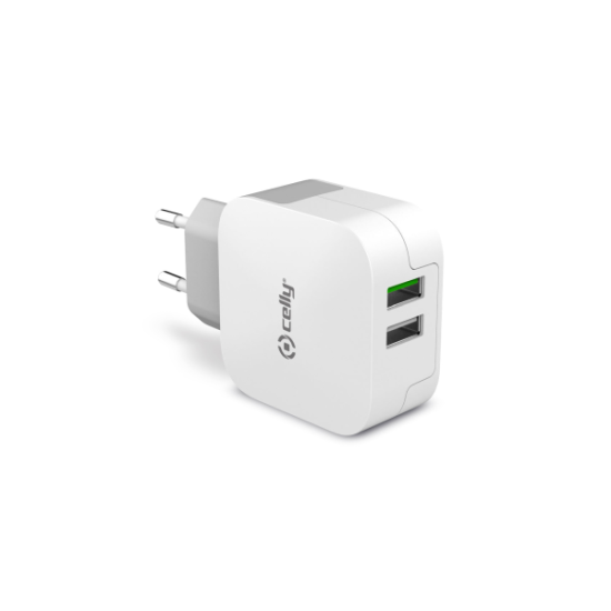 Celly Turbo Charge Travel Adapter 2 USB 3.4A Λευκό