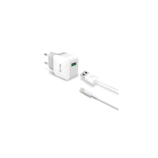 Celly Travel Adapter 2.4A Kit Usb Light Cable Λευκό