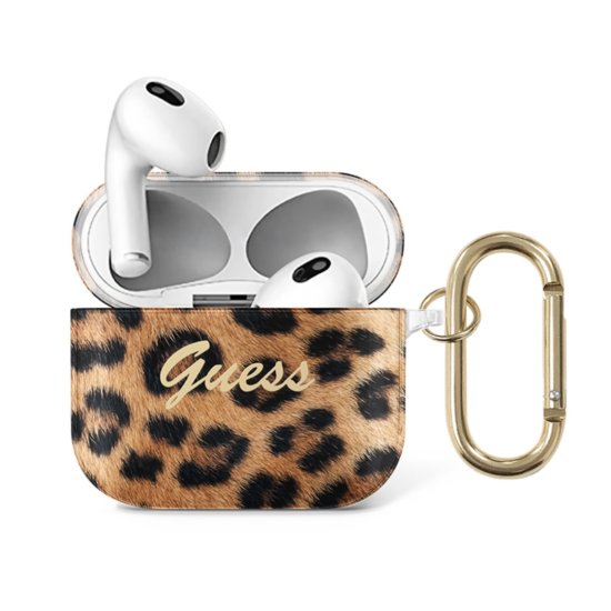 Guess Script Metal Logo Collection Case Leopard Για Apple Airpods 3 Χρυσό
