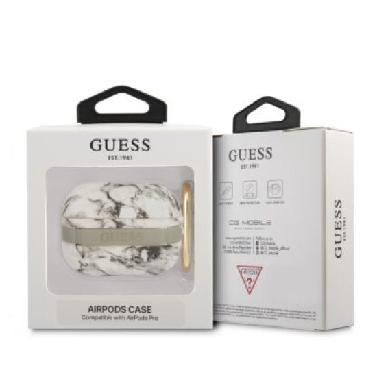 Guess “Marble Collection” Printed Stripe Case Apple Airpods Pro Γκρι