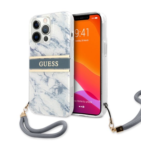Guess Marble Collection Printed Stripe Θήκη Προστασίας  με Κορδονάκι  iPhone 13 Pro Max