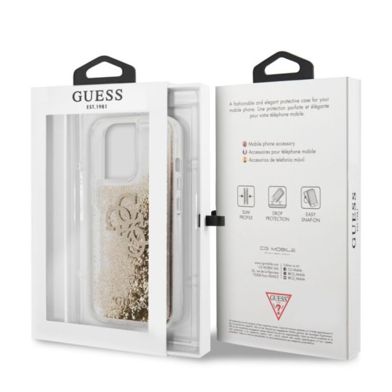 Guess 4G Logo Collection Θήκη Προστασίας  iPhone 13 Pro Clear/Glitter Gold