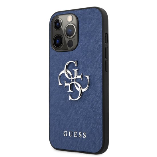 Guess “4G Logo Collection” Hard Case PU Leather iPhone 13 Pro Max Μπλε