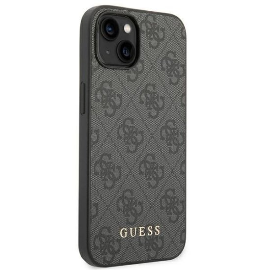 Guess iPhone 14 Hard Case 4G Metal Gold Logo Grey