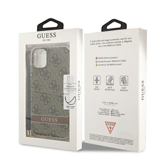 Guess Hardcase 4G Print Strap iPhone 11 Καφέ