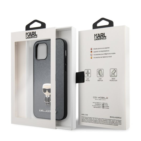 Karl Lagerfeld Saffiano Case iPhone 12 Pro Max Ασημί