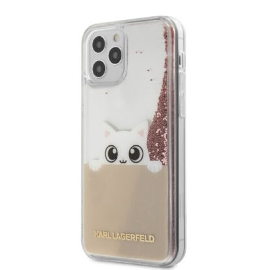 Karl Lagerfeld Peek a Boo Cover iPhone 12/12 Pro Clear Glitter Ροζ