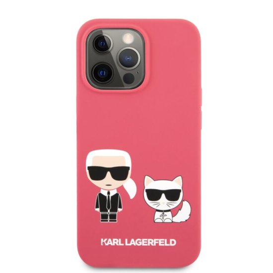 Karl Lagerfeld Case Karl &  Choupette Silicone Cover iPhone 13 Pro Φούξια