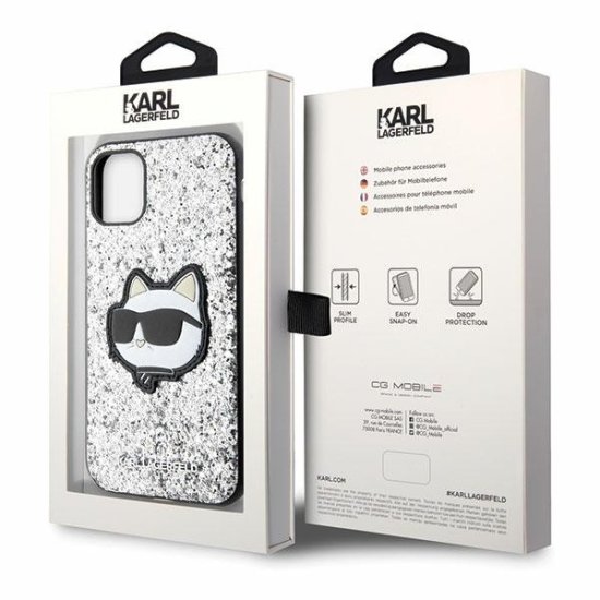 Karl Lagerfeld Hard Case Choupete Back Cover iPhone 11/ iPhone XR  Silver Gliter