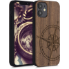 KWMobile Case Wooden Apple iPhone 12 mini Navigational Compass Καφέ