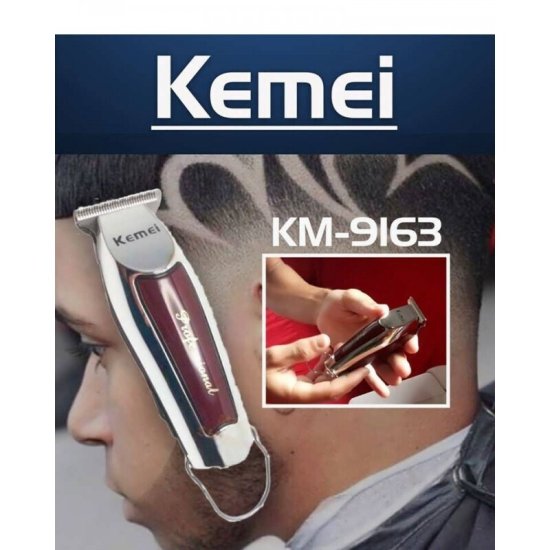 Kemei KM-9163 Επαναφορτιζόμενη Κουρευτική Μηχανή Ασημί