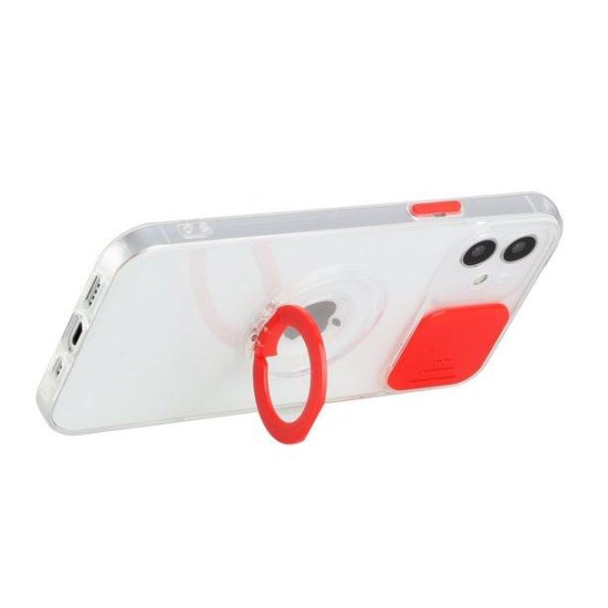 Ring Stand Camera Lens Case Cover iPhone 11 Tpu Red