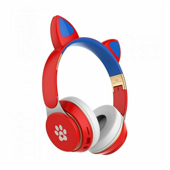 Cat Ear T22 Ασύρματα/Ενσύρματα On Ear Ακουστικά Κόκκινα
