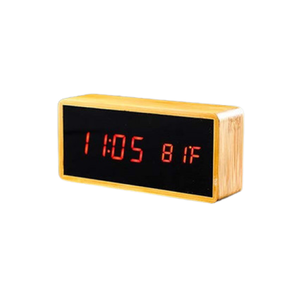 Επιτραπέζιο Ψηφιακό Ρολόι Bamboo Clock Κόκκινα Ψηφία