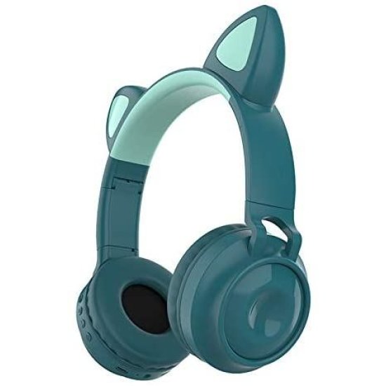 Cat Ears ZW028 Wireless Bluetooth Headset Glowing Πράσινα