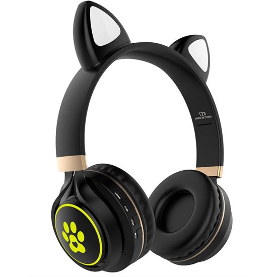 Cat Ears T23 Wireless Headphones Μαύρα