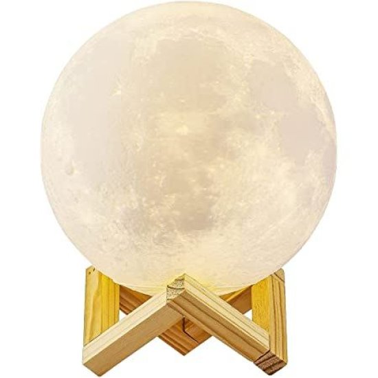 3D Moon LED Night Light Φωτιστικό με Σχήμα Φεγγαριού με Μπαταρία 13cm