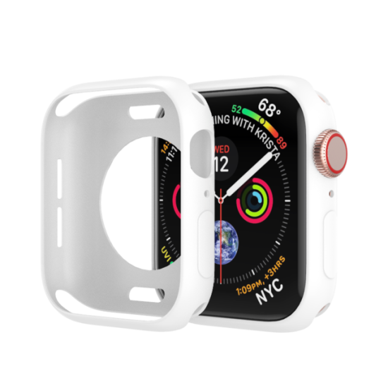 Soft Silicone Case Apple Watch 44mm & Λουράκι Λευκό
