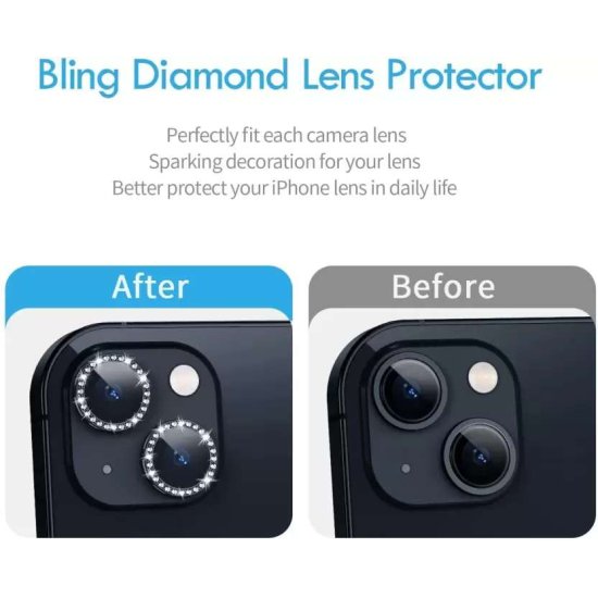 Glitter Crystal Ring Style Camera Lens Protector iPhone 15 Pro/15 Pro Max Ροζ