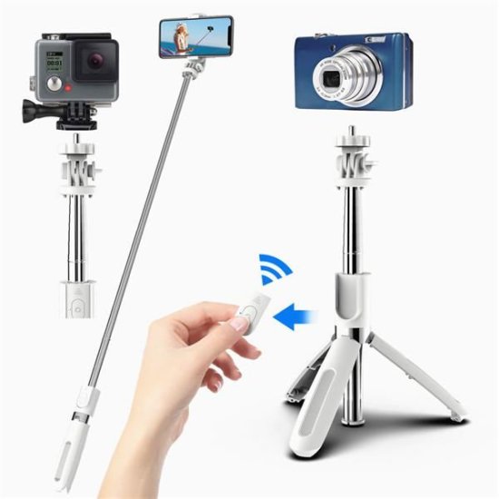 Bluetooth Selfie Stick με Ασύρματο Χειριστήριο Λευκό