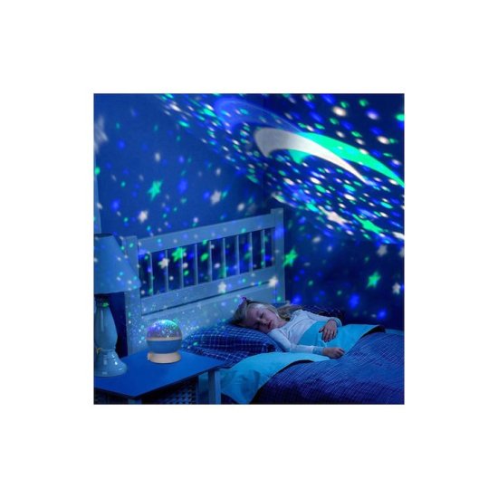 Περιστρεφόμενο Παιδικό Φωτιστικό Projector με Προβολή Αστεριών Μπλε