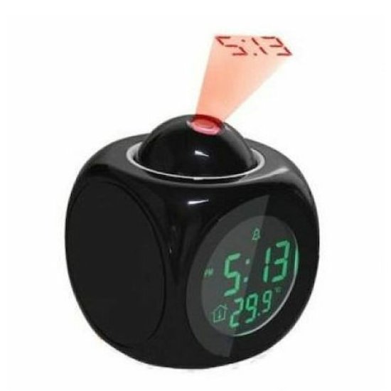 LCD Clock Ψηφιακό Ρολόι Επιτραπέζιο με Ξυπνητήρι Μαύρο