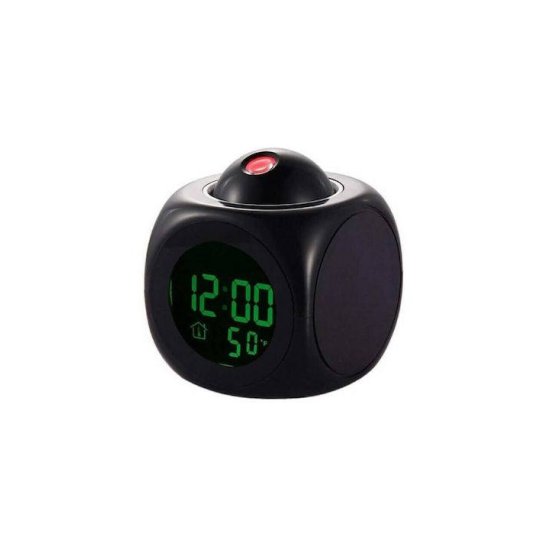 LCD Clock Ψηφιακό Ρολόι Επιτραπέζιο με Ξυπνητήρι Μαύρο